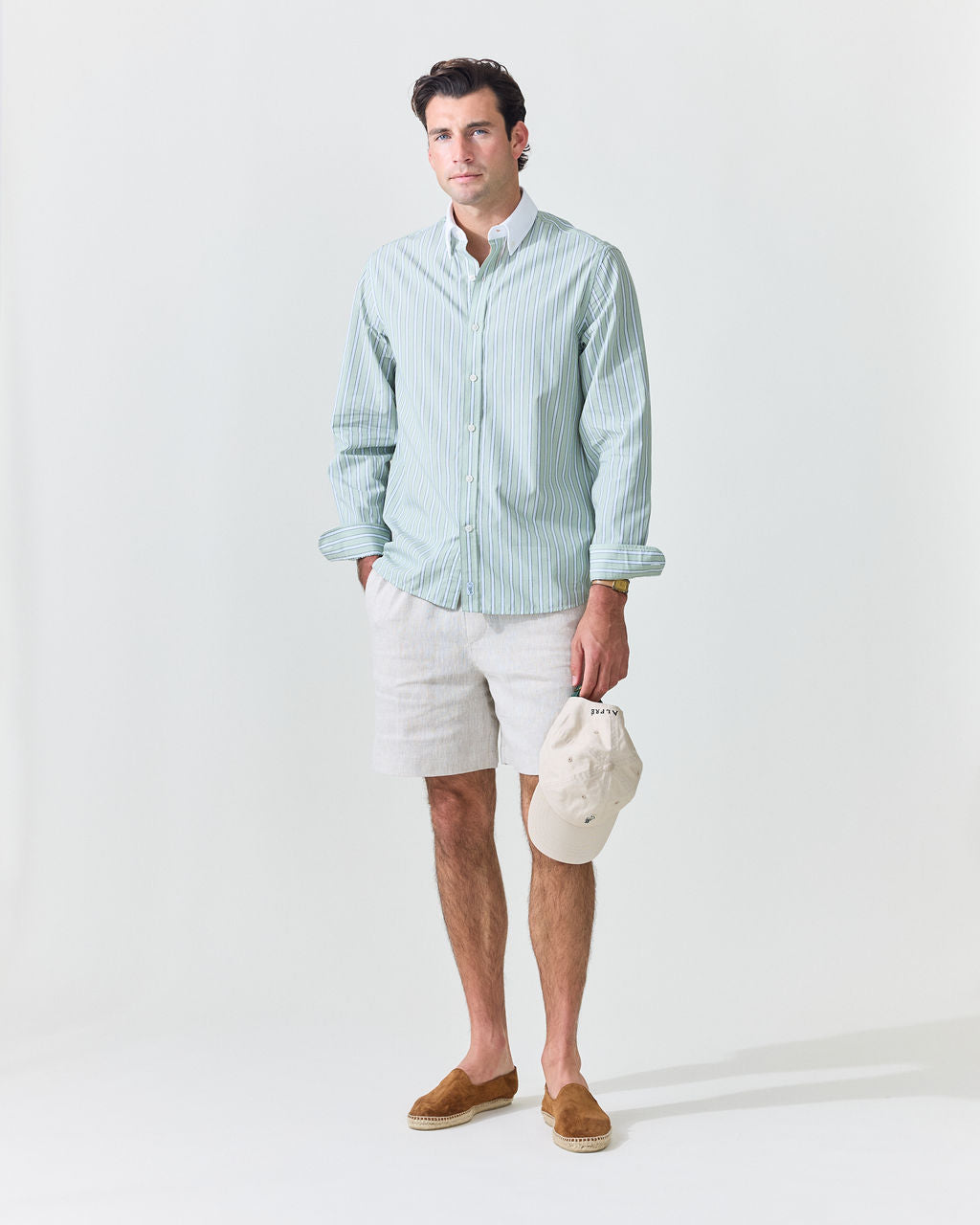 Pistachio Stripe Contrast Collar Shirt (SS26)