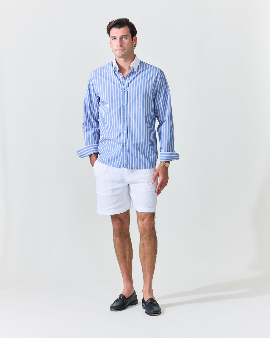 Royal Blue Stripe Contrast Collar Shirt (SS26)