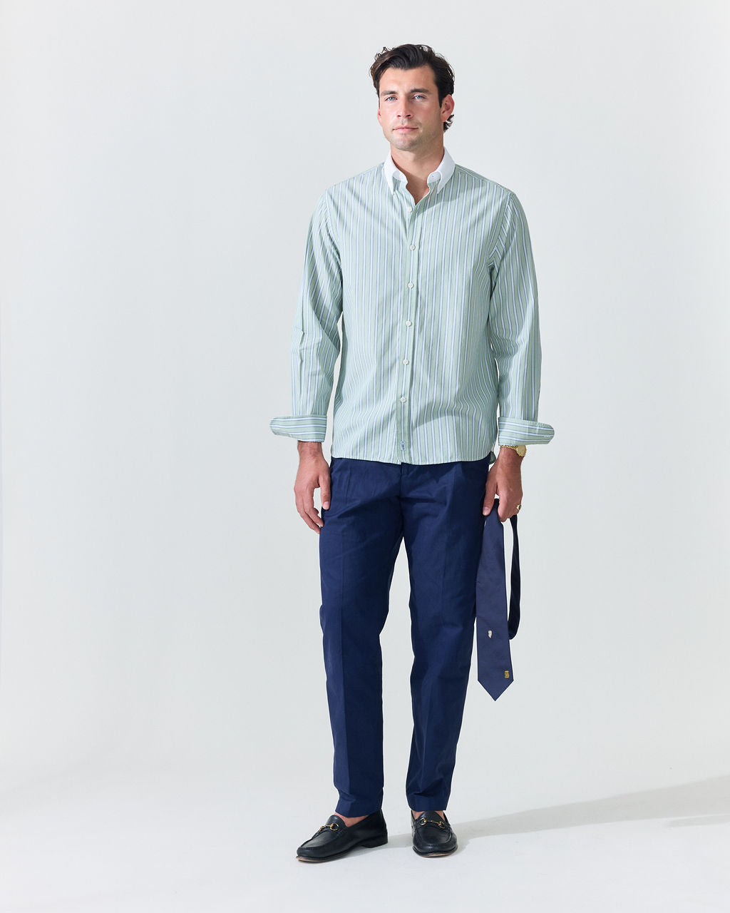 Pistachio Stripe Contrast Collar Shirt (SS26)