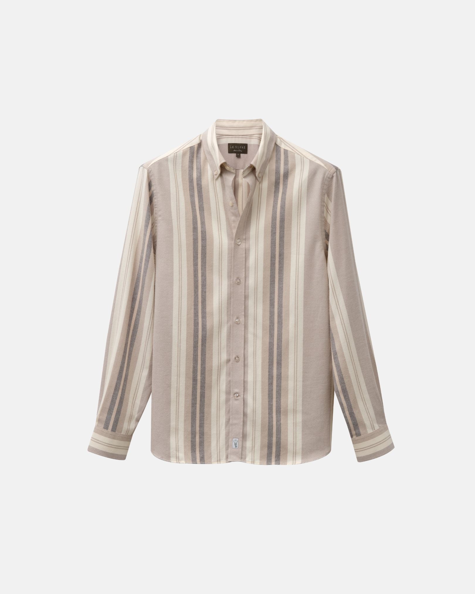 Vertical Stripe Cream Flannel Shirt