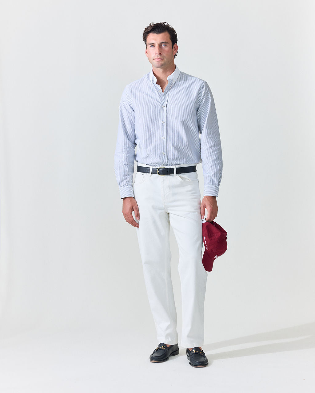Black Stripe Contrast Collar Oxford Shirt