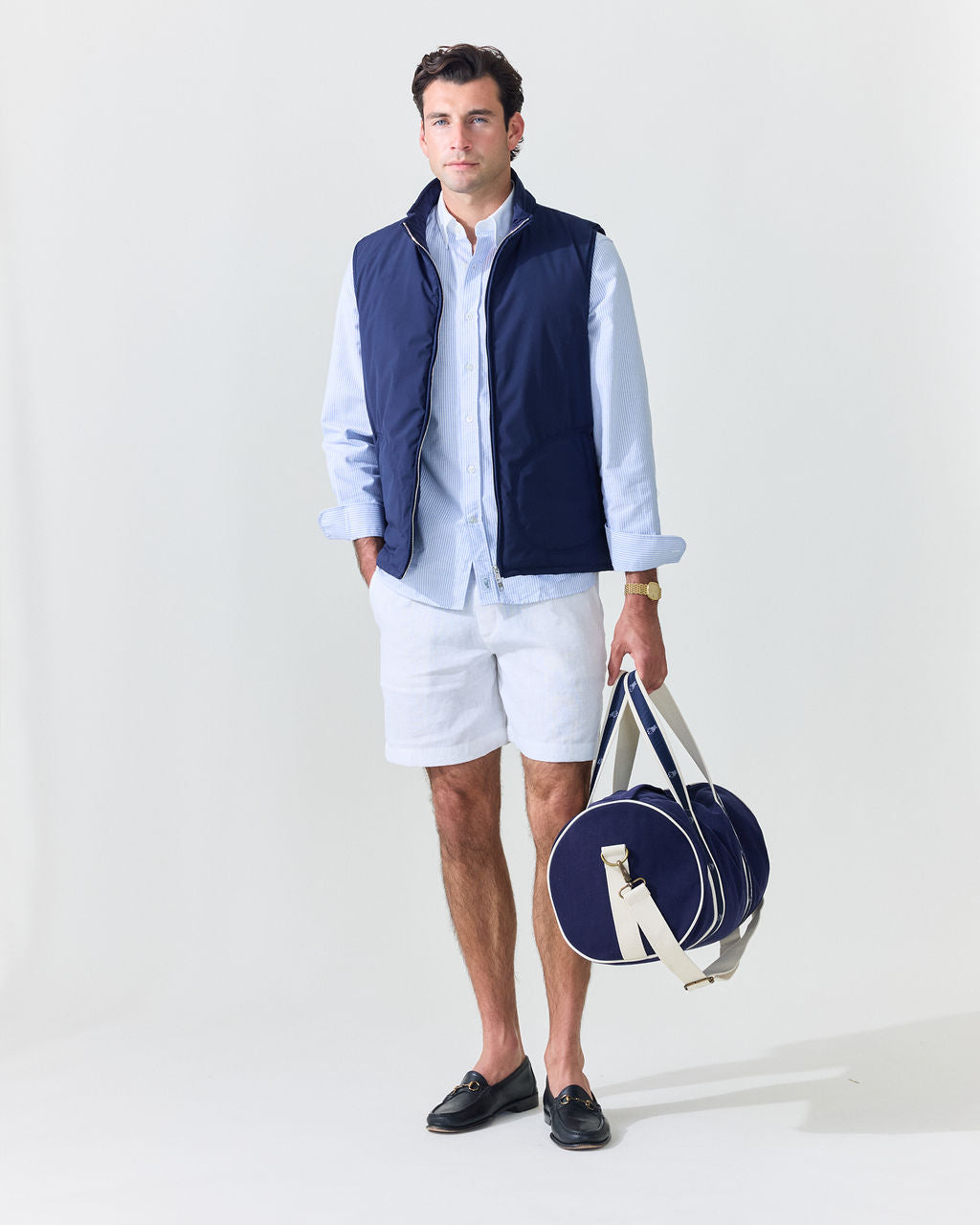 Blue Stripe Contrast Collar Oxford Shirt