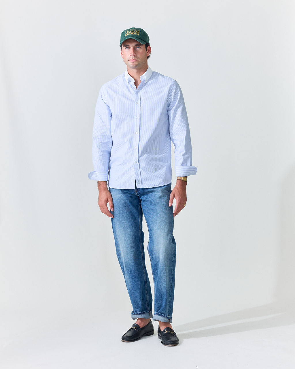 Blue Stripe Contrast Collar Oxford Shirt