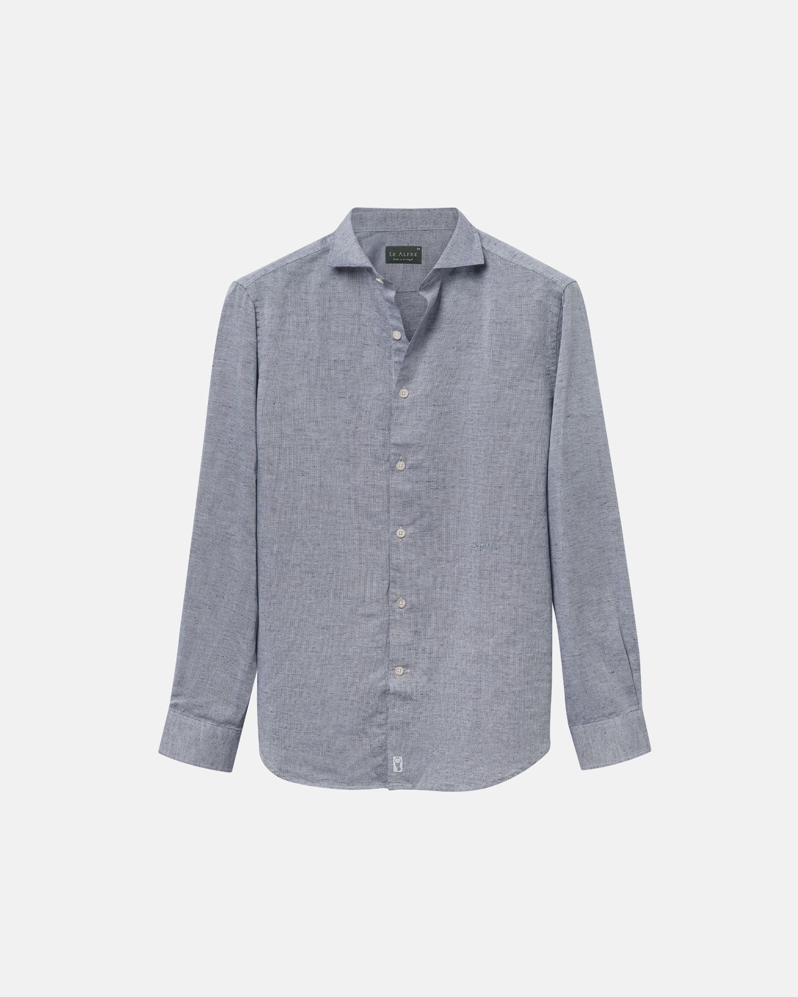 Classic Asphalt Black Linen-Blend Shirt