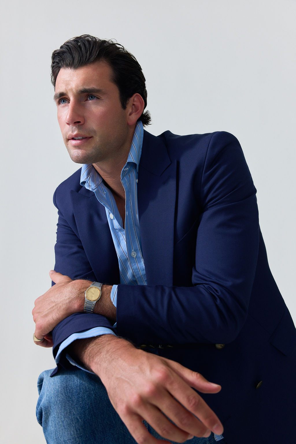Cerulean Blue Stripe Shirt